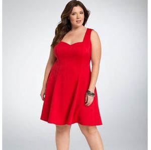 Torrid Textured Red Knit Fluted Dress